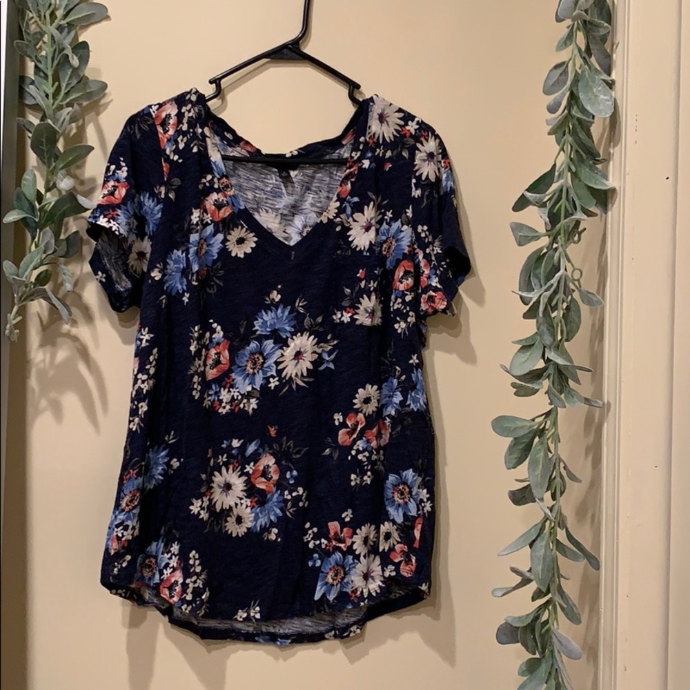 Torrid Navy Floral Pocket Tee